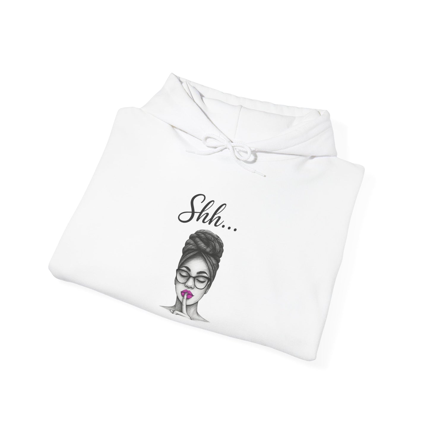 Elegant Shhh... Graphic Hoodie for Cozy Comfort, Trendy Streetwear, Gift for Her, Relaxation Wear, Casual Everyday Style