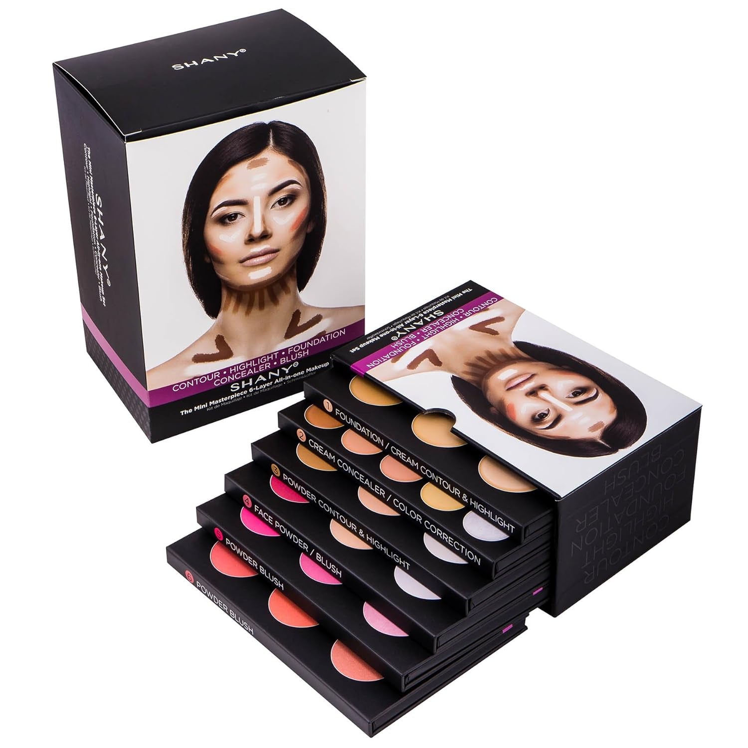 the Mini Masterpiece 6 Layers Makeup Foundation, Concealer, Camouflage, Contour, Blush and Face Cosmetics Sets - 6 Make up Kits Palettes
