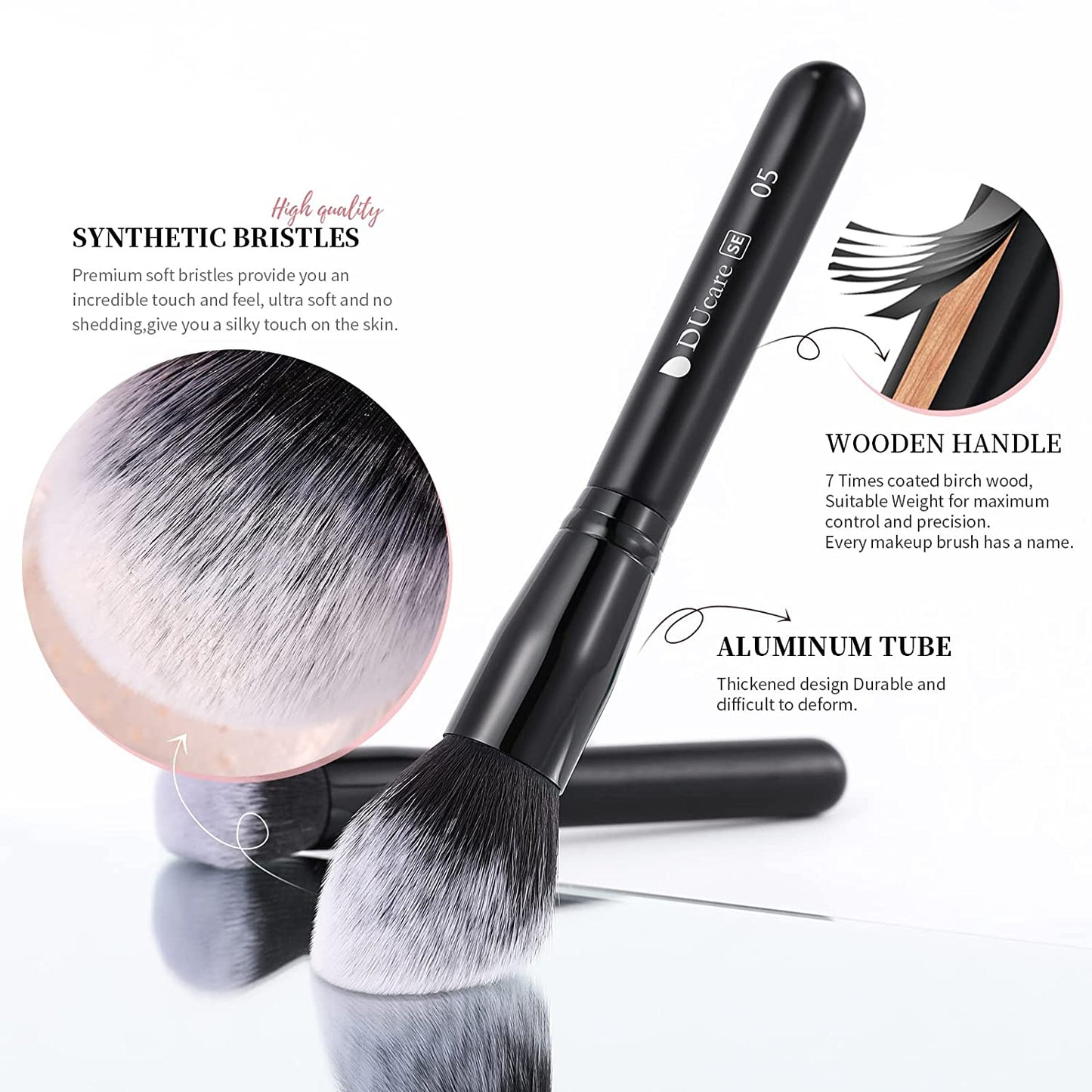 Makeup Brushes 15Pcs Premium Synthetic Kabuki Makeup Brush Set, Professional Foundation Concealers Powder Blush Blending Face Eye Shadows Black Brush Sets