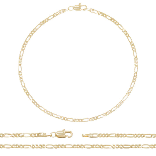 Women Figaro Chain Anklet 14K Gold Filled Ankle Bracelet 10" Foot Jewelry 2.4 Mm