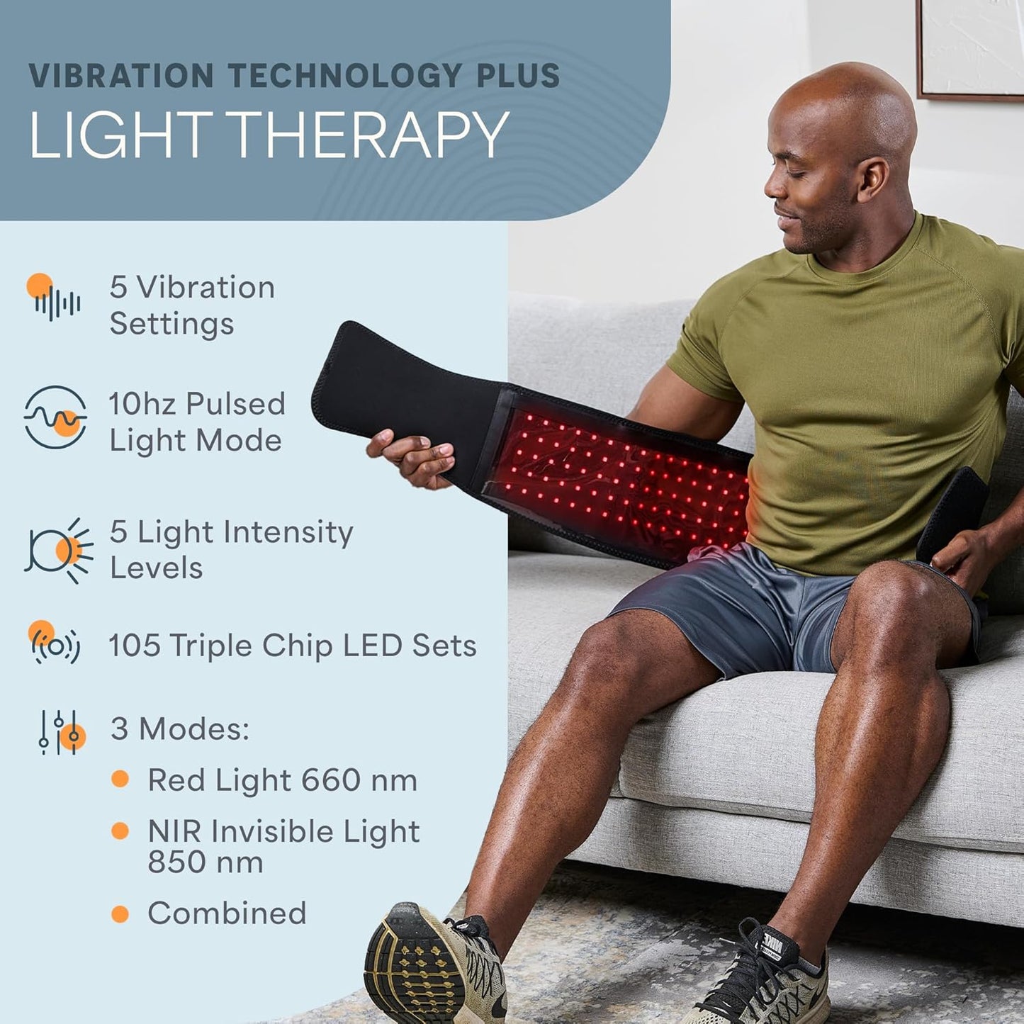 Red Light Therapy Belt – Infrared Red Light Therapy for Body, Back and Shoulder with Triple Chip Leds, Allevared Belt with 660Nm & 850Nm Wavelengths – for Daily Comfort & Wellness Support