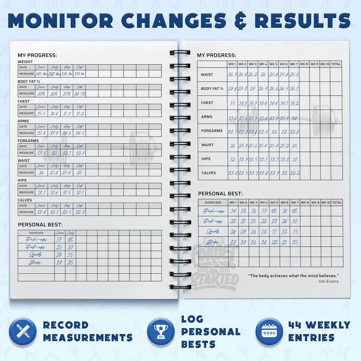 Workout Planner for Daily Fitness Tracking & Goals Setting - A5 Size, 6” X 8”, Charcoal Gray - Men & Women Personal Home & Gym Training Diary - Log Book Journal - by