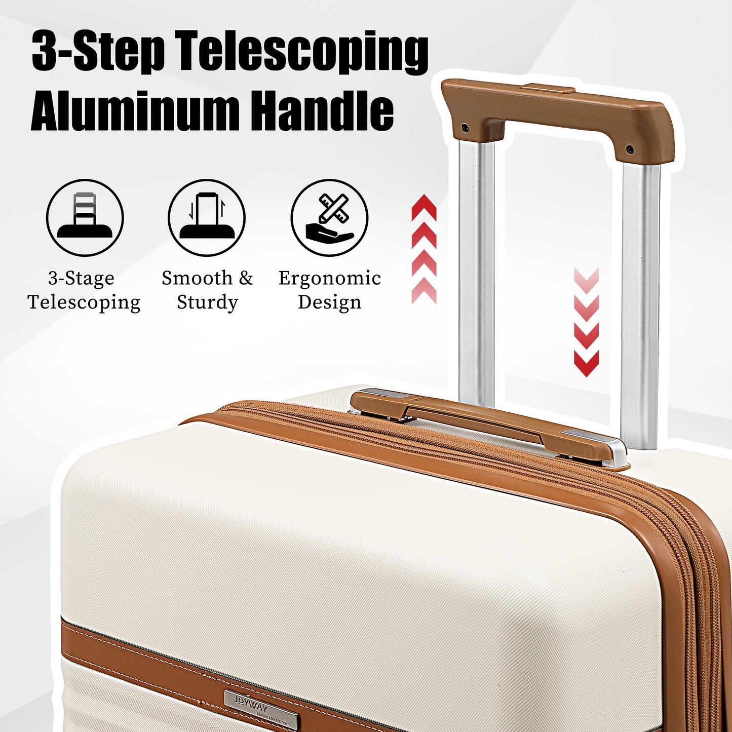 5-Piece Luggage Set ABS Hardshell Spinner Suitcase with TSA Lock（Expandable 20"And 24" Carry-On）28"Checked Luggage-White