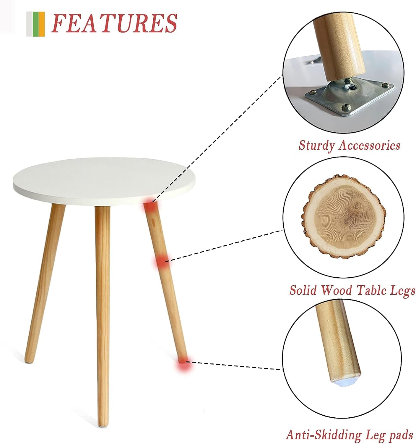 round Side Table, Small Accent Table Nightstand Modern End Table for Living Room Bedroom Office Small Spaces, 15.7''D X 19.69''H (White)