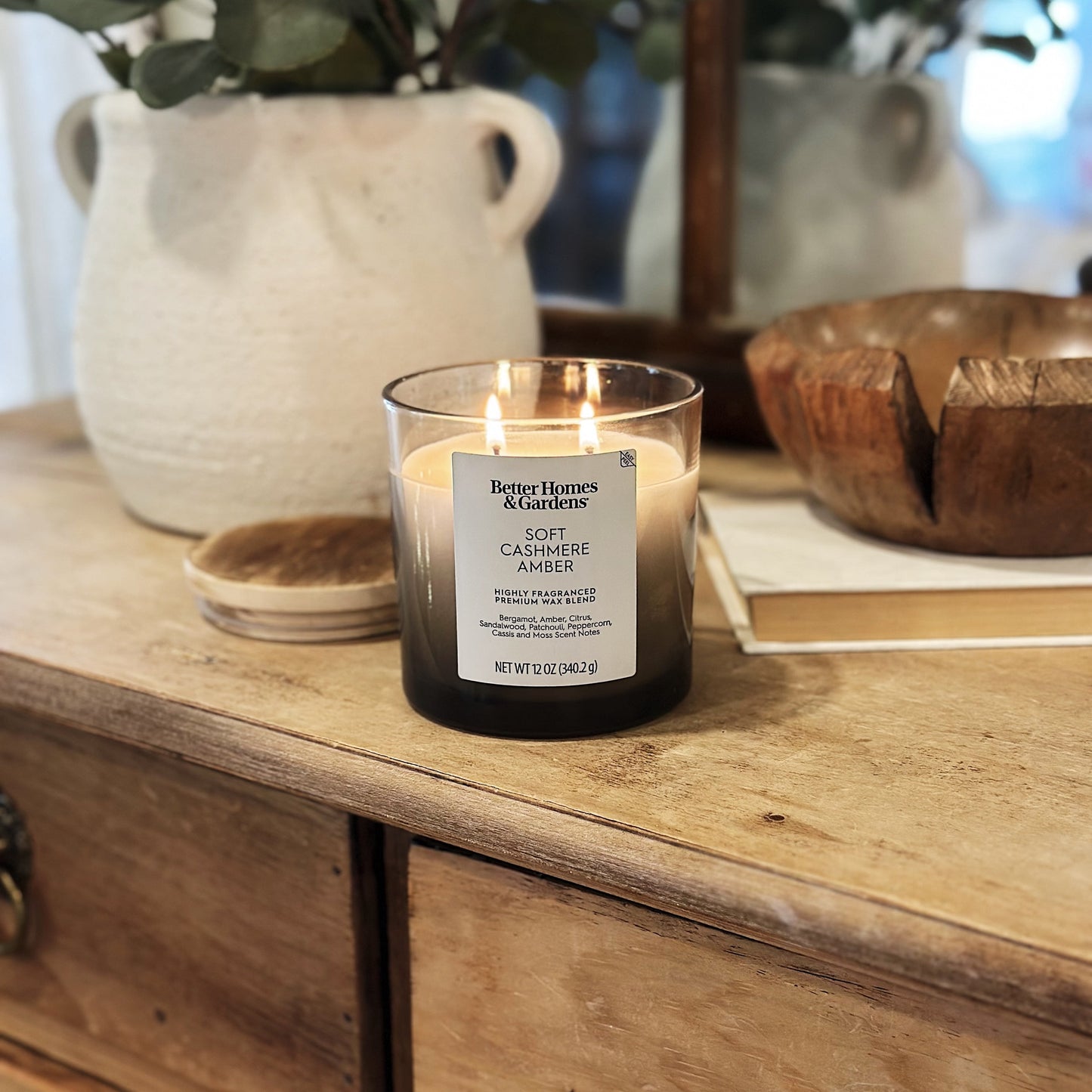 Better Homes and Gardens Soft Cashmere and Amber Scented 2-Wick Ombre Jar Candle 12Oz.