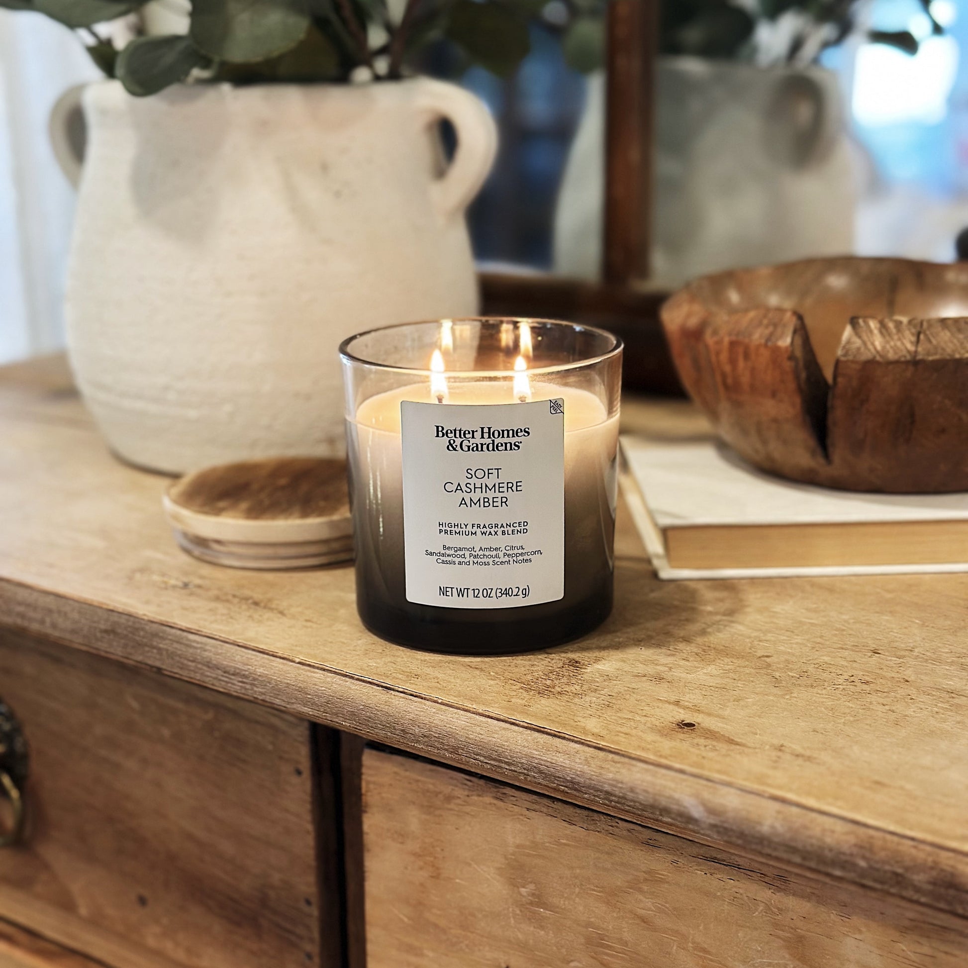 Better Homes and Gardens Soft Cashmere and Amber Scented 2-Wick Ombre Jar Candle 12Oz.