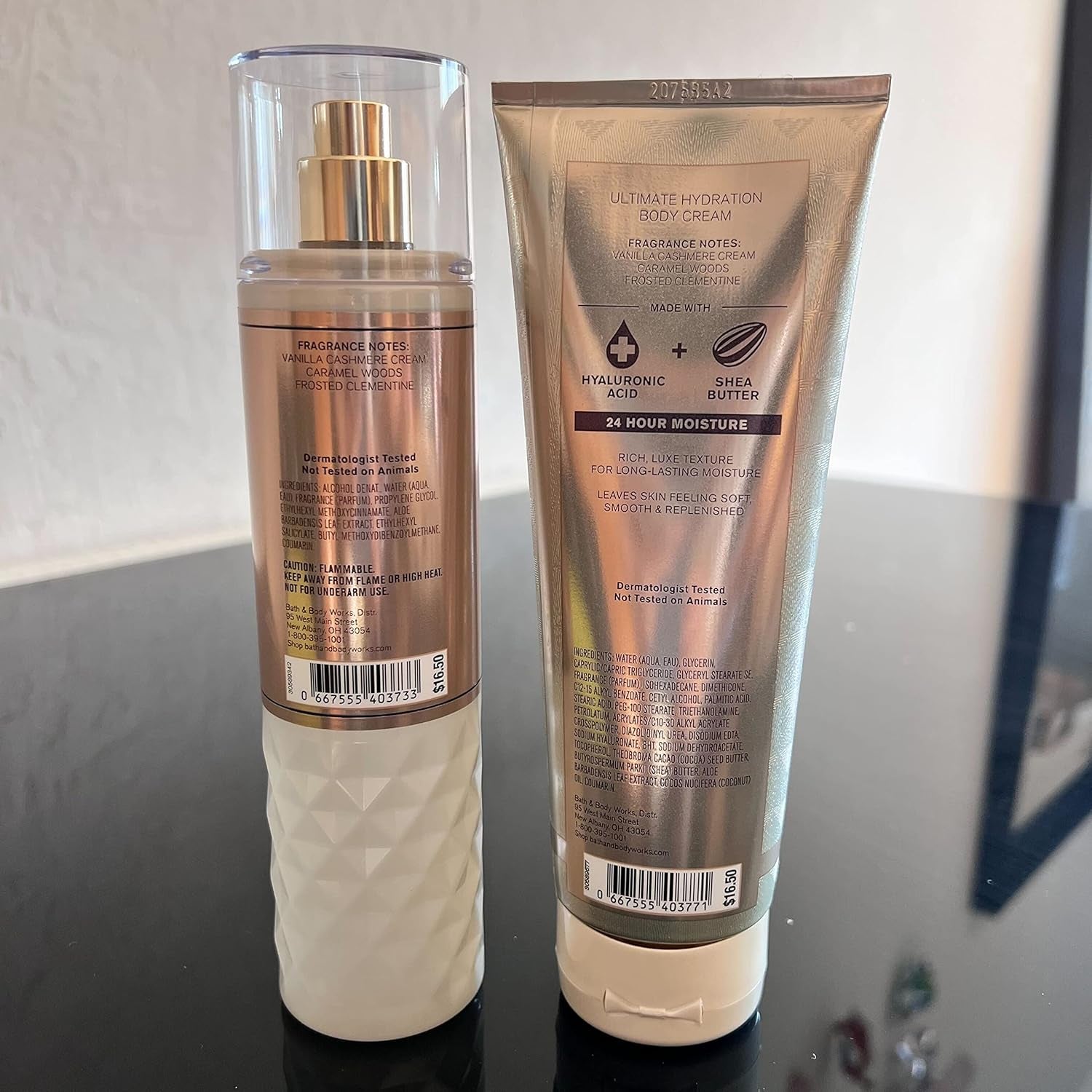 Gift Set - Snowflakes and Cashmere - Fragrance Mist (8 Oz) and Body Cream (8 Oz) Packaging Varies