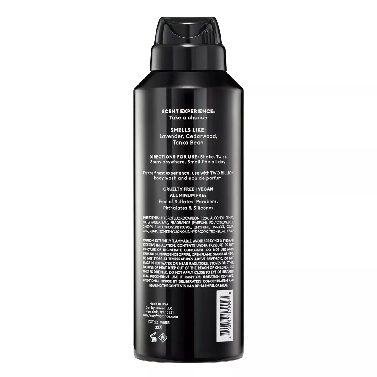 Fine'Ry. Men'S Deodorant Spray - Two Billion - 4Oz: Fresh Scent, under Arm Application