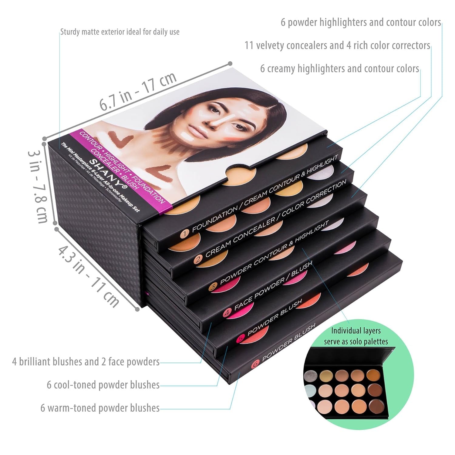 the Mini Masterpiece 6 Layers Makeup Foundation, Concealer, Camouflage, Contour, Blush and Face Cosmetics Sets - 6 Make up Kits Palettes