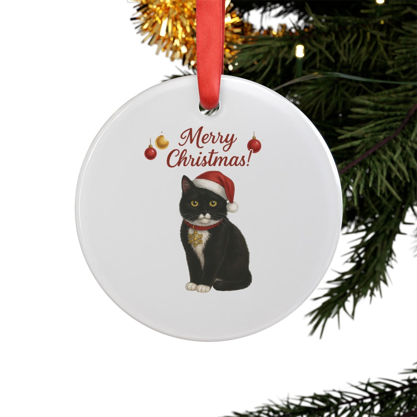 Cat Christmas Acrylic Ornament, Holiday Decoration, Personalized Gift, Pet Lover Keepsake, Festive Tree Ornament