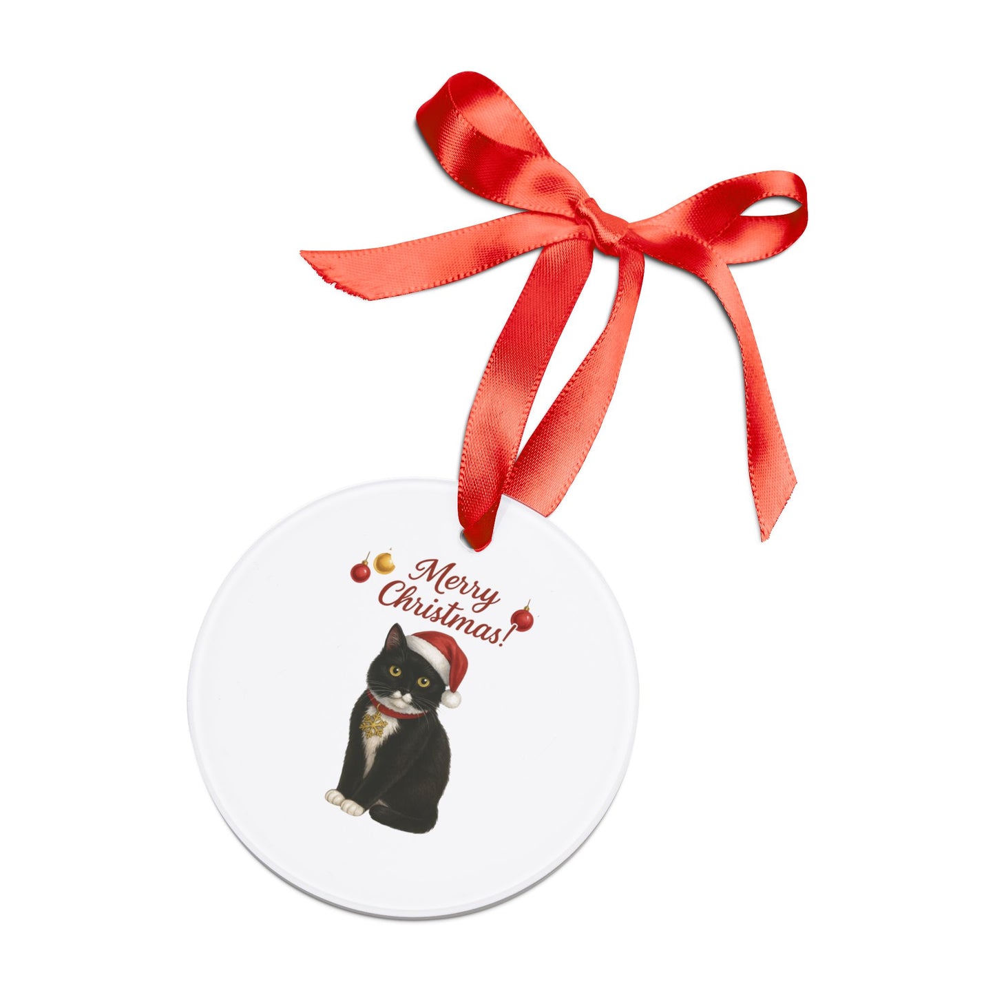 Cat Christmas Acrylic Ornament, Holiday Decoration, Personalized Gift, Pet Lover Keepsake, Festive Tree Ornament
