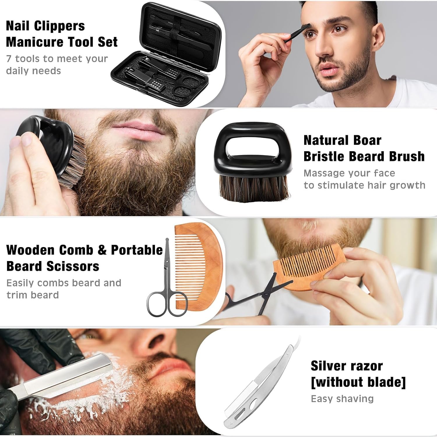 15 Pcs Birthday Gifts for Men Beard Care Set for Him Dad Birthday Gifts Basket Ideas Kit for Men Tumbler Bath Robe for Father'S Day Dad Husband Boyfriend Box (Unhooded,Black)