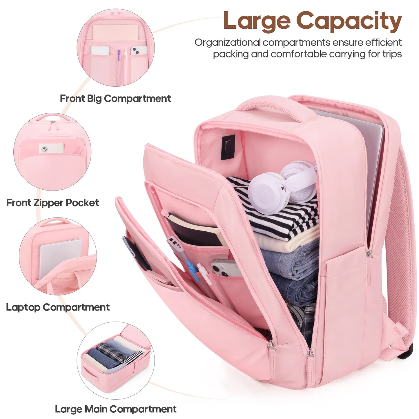 Carry on Luggage Set 3 Piece Hard Shell Luggage Sets with Spinner Wheels TSA Lock Carry on with Backpack Set