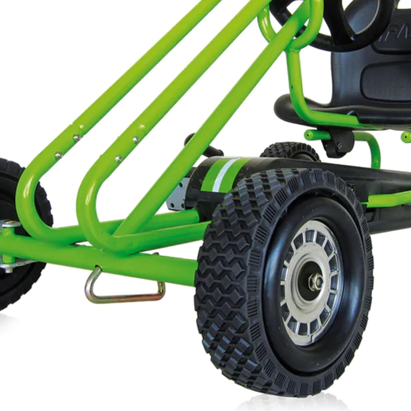 Kids Pedal Go Kart, 4 Wheel Bike Cart, Ages 4-8, Lightning Ride, Race Green - Outdoor Bicycle Karts with Plastic Wheels for Boys and Girls