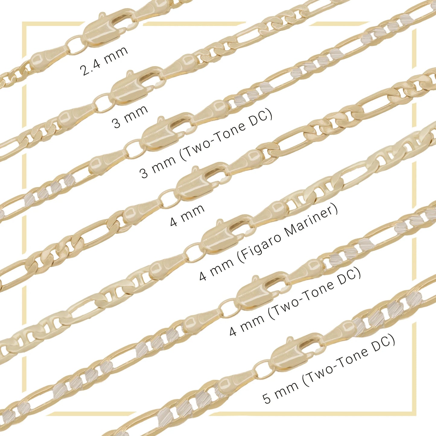 Women Figaro Chain Anklet 14K Gold Filled Ankle Bracelet 10" Foot Jewelry 2.4 Mm