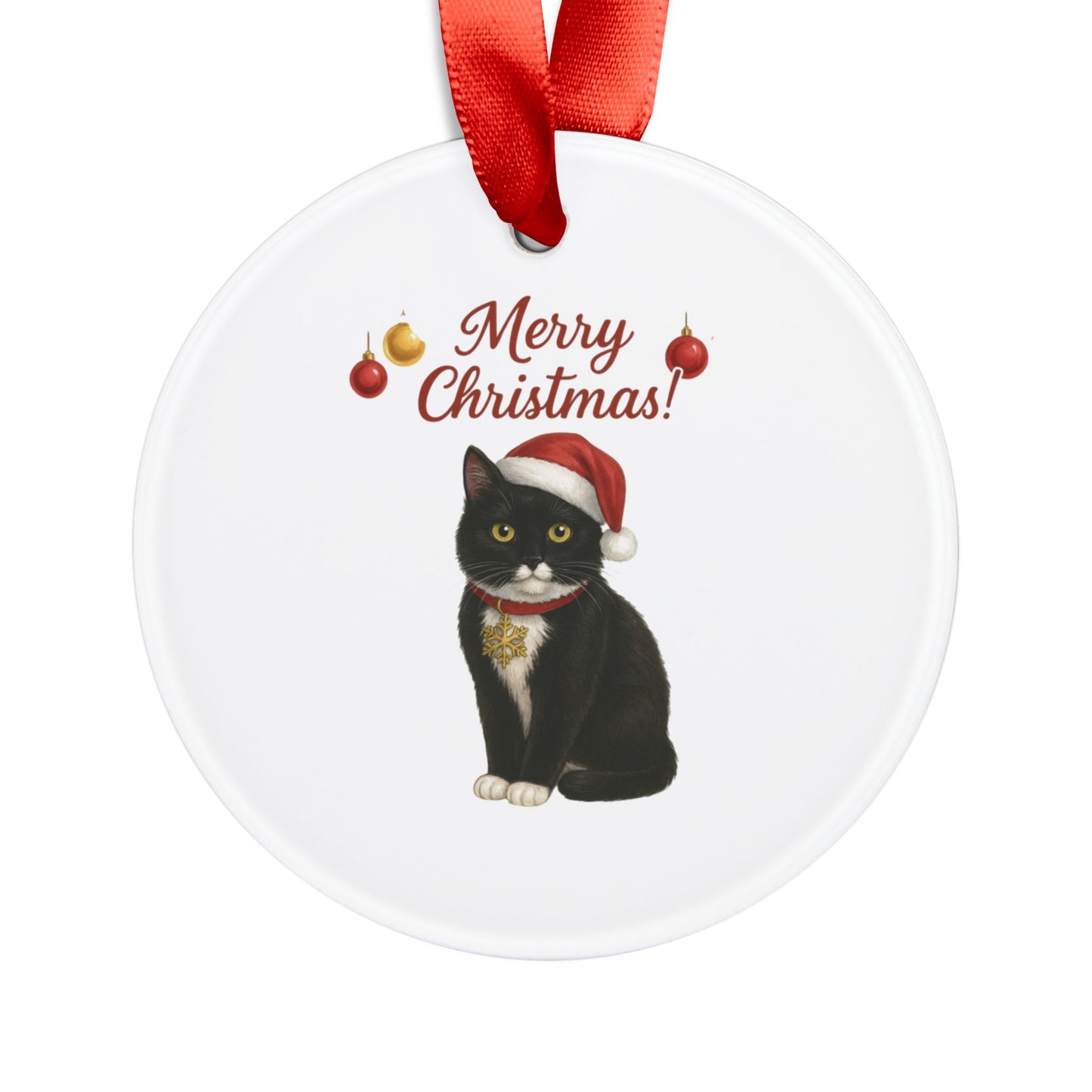 Cat Christmas Acrylic Ornament, Holiday Decoration, Personalized Gift, Pet Lover Keepsake, Festive Tree Ornament