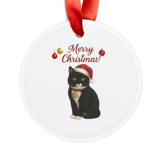 Cat Christmas Acrylic Ornament, Holiday Decoration, Personalized Gift, Pet Lover Keepsake, Festive Tree Ornament
