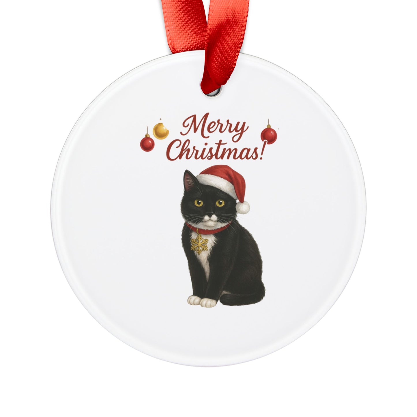 Cat Christmas Acrylic Ornament, Holiday Decoration, Personalized Gift, Pet Lover Keepsake, Festive Tree Ornament