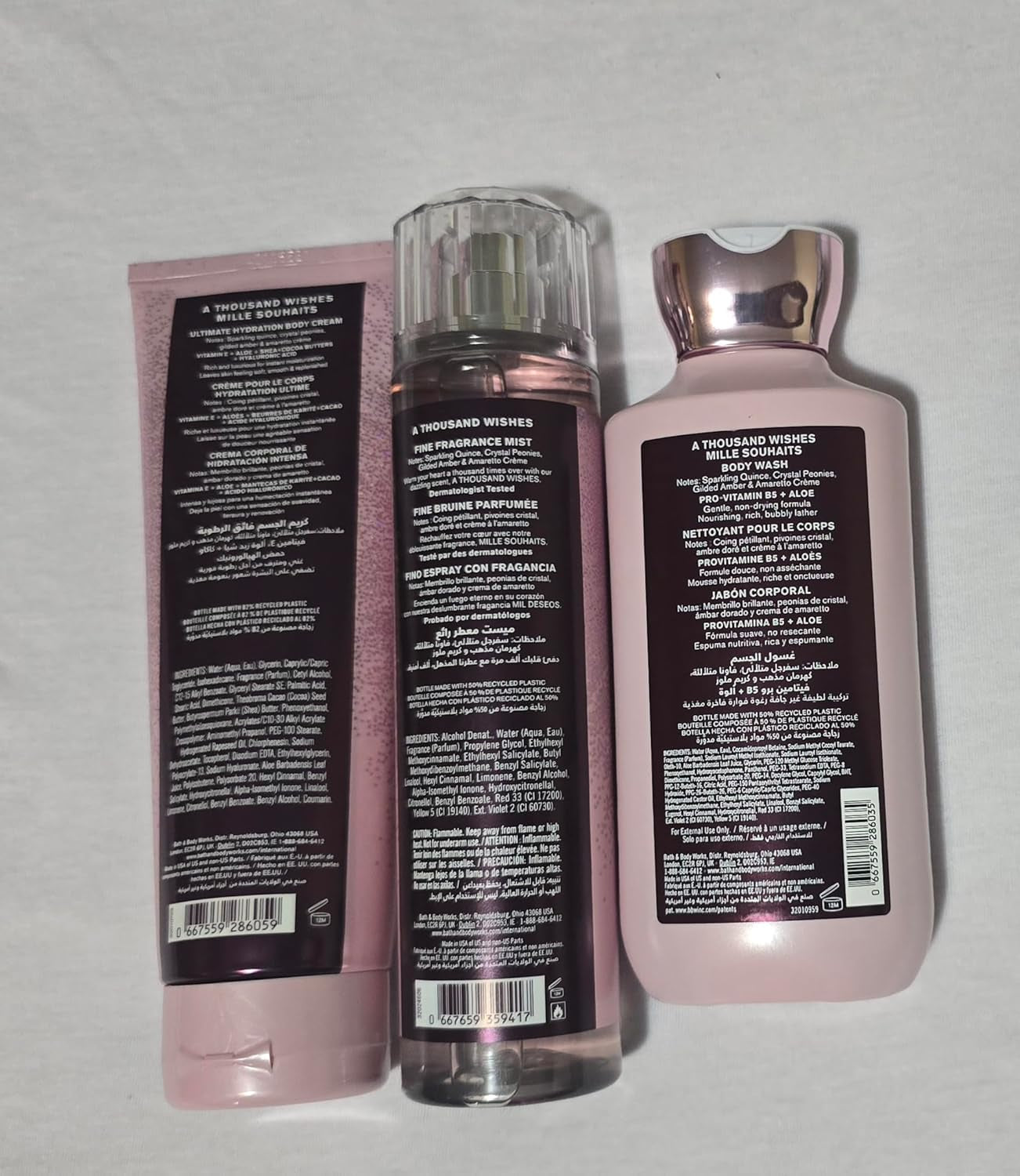 A Thousand Wishes Body Care Set. Shower Gel 10 Fl Oz, Fine Fragrance Mist 8 Fl Oz and Body Cream 8 Fl Oz