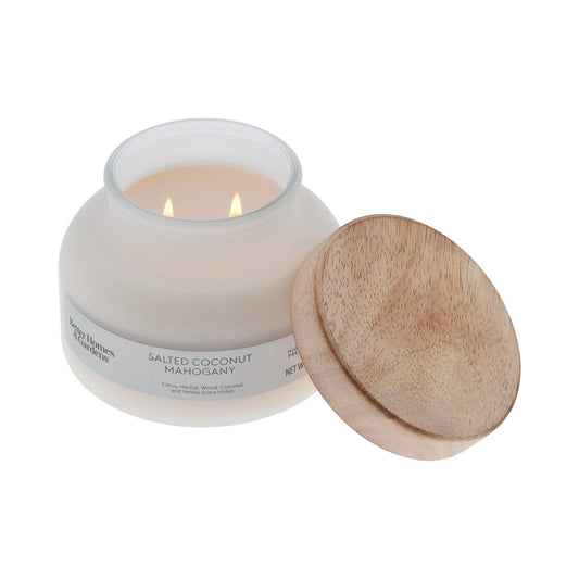Better Homes and Gardens Salted Coconut Mahogany Scented 2-Wick Frosted Jar Candle 18Oz.
