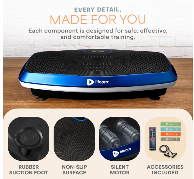 Hovert 3D Heavy Duty Vibration Plate Machine – Sturdy Dual Motor Platform with Lateral & 3D Motion – Full Body Workout for Strength, Balance, Recovery & Circulation