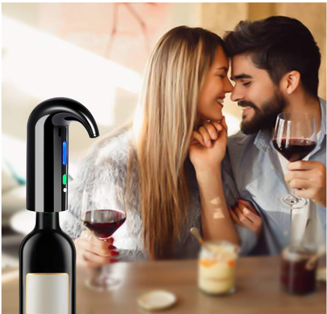 Electric Wine Aerator, Electric Wine Pourer and Wine Dispenser Pump, Multi-Smart Automatic Filter Wine Dispenser with USB Rechargeable for Travel, Home and Bar(Black)