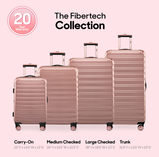 Hardside Fibertech Luggage 20" Carry-On Luggage, Rose Gold