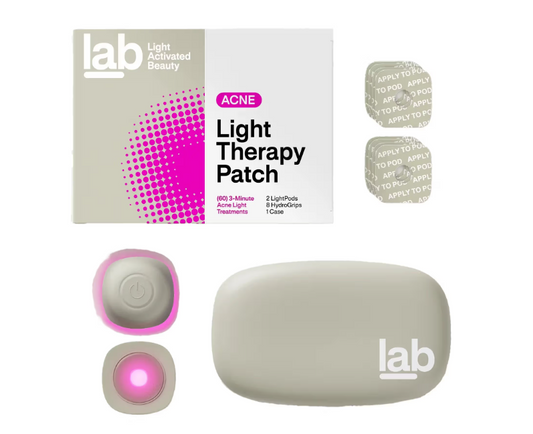 L.A.B Light Therapy Acne Patch, 2-Pack, LED Red and Blue Light Hydrocolloid Acne Patches, Fast Acting 3 Minute Skin Care Pimple Patch Spot Regimen for Zits, Blemishes, 60 Uses