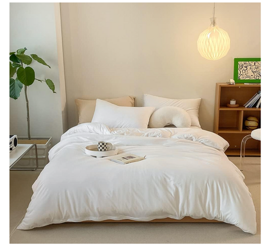 White Queen Size Comforter Sets 3Pcs White Bedding Comforter Sets All Season Soft Bed Comforter Sets Queen Comforter with 2 X Pillowcases