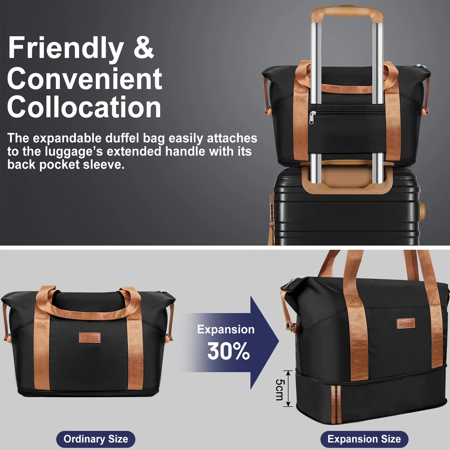 12.00" 3 Piece Hardside Spinner Lightweight Luggage Set, Black
