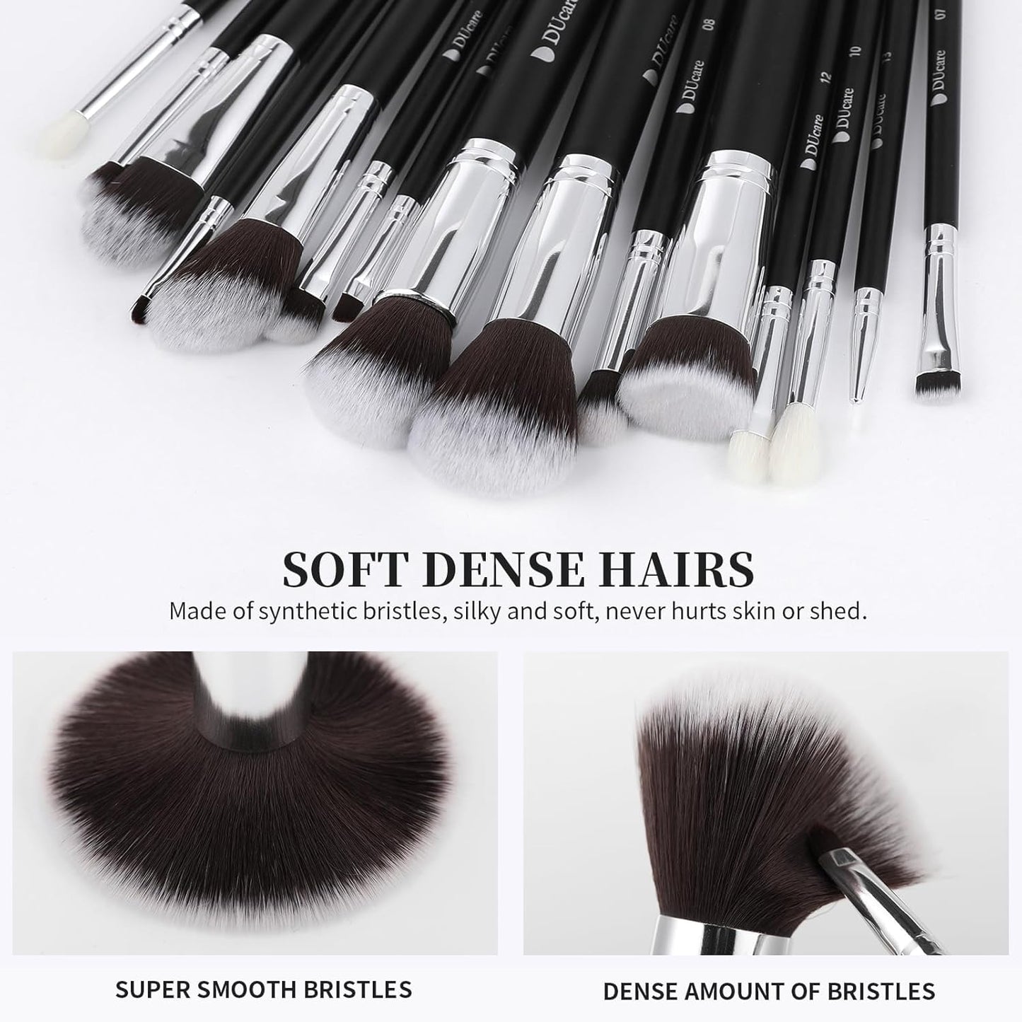 Makeup Brushes with Travel Bag 15Pcs Makeup Brush Set Kabuki Foundation Blending Blush Eyeliner Shadow Brow Concealer Brushes Kit