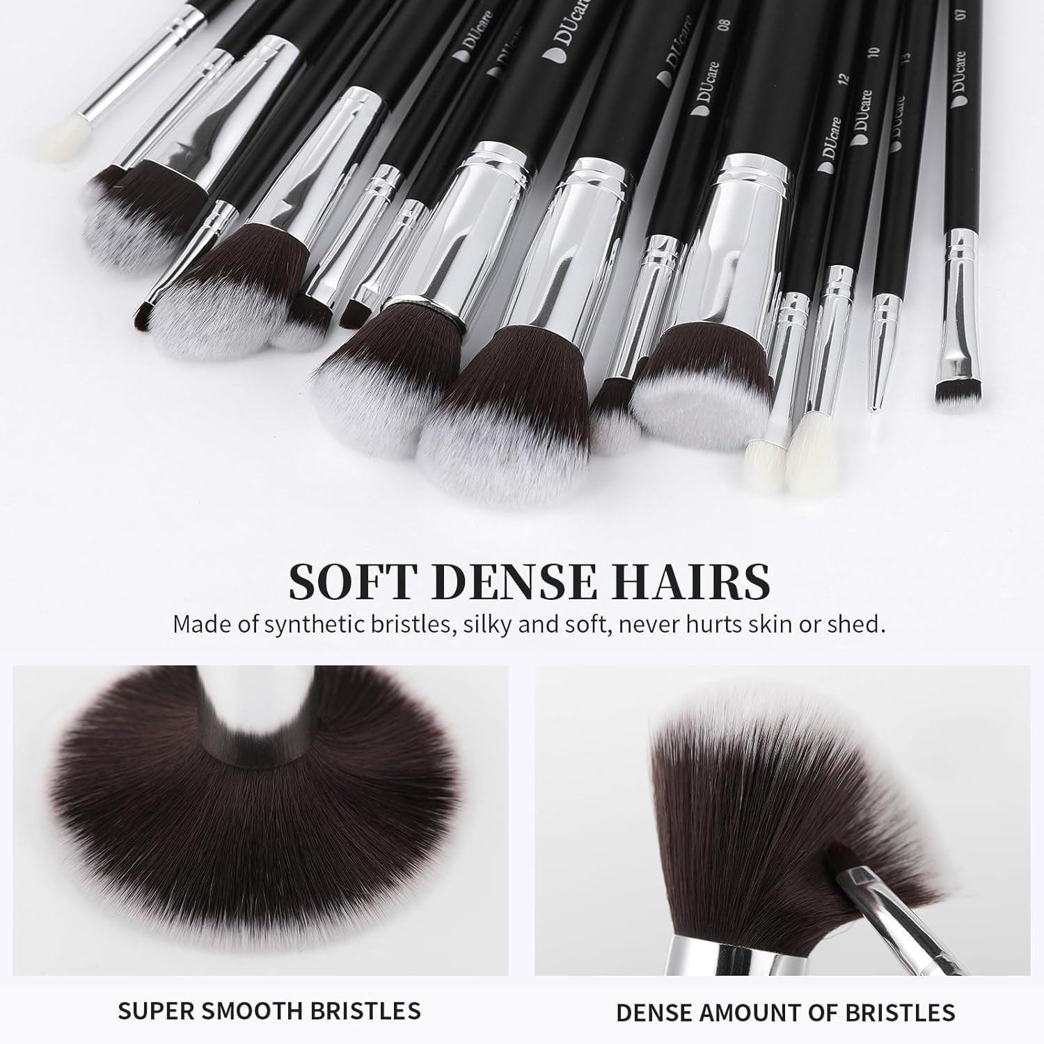 Makeup Brushes with Travel Bag 15Pcs Makeup Brush Set Kabuki Foundation Blending Blush Eyeliner Shadow Brow Concealer Brushes Kit
