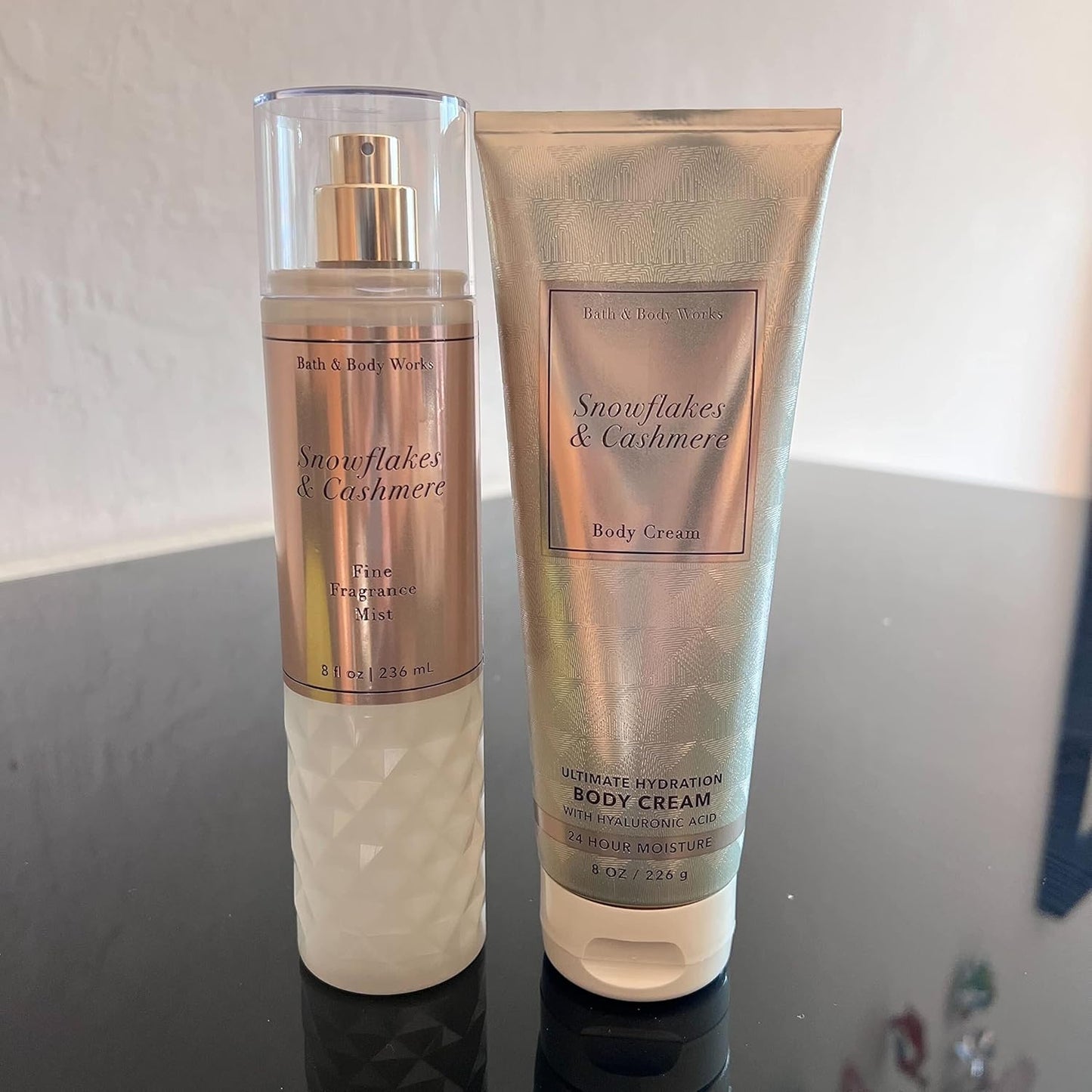 Gift Set - Snowflakes and Cashmere - Fragrance Mist (8 Oz) and Body Cream (8 Oz) Packaging Varies