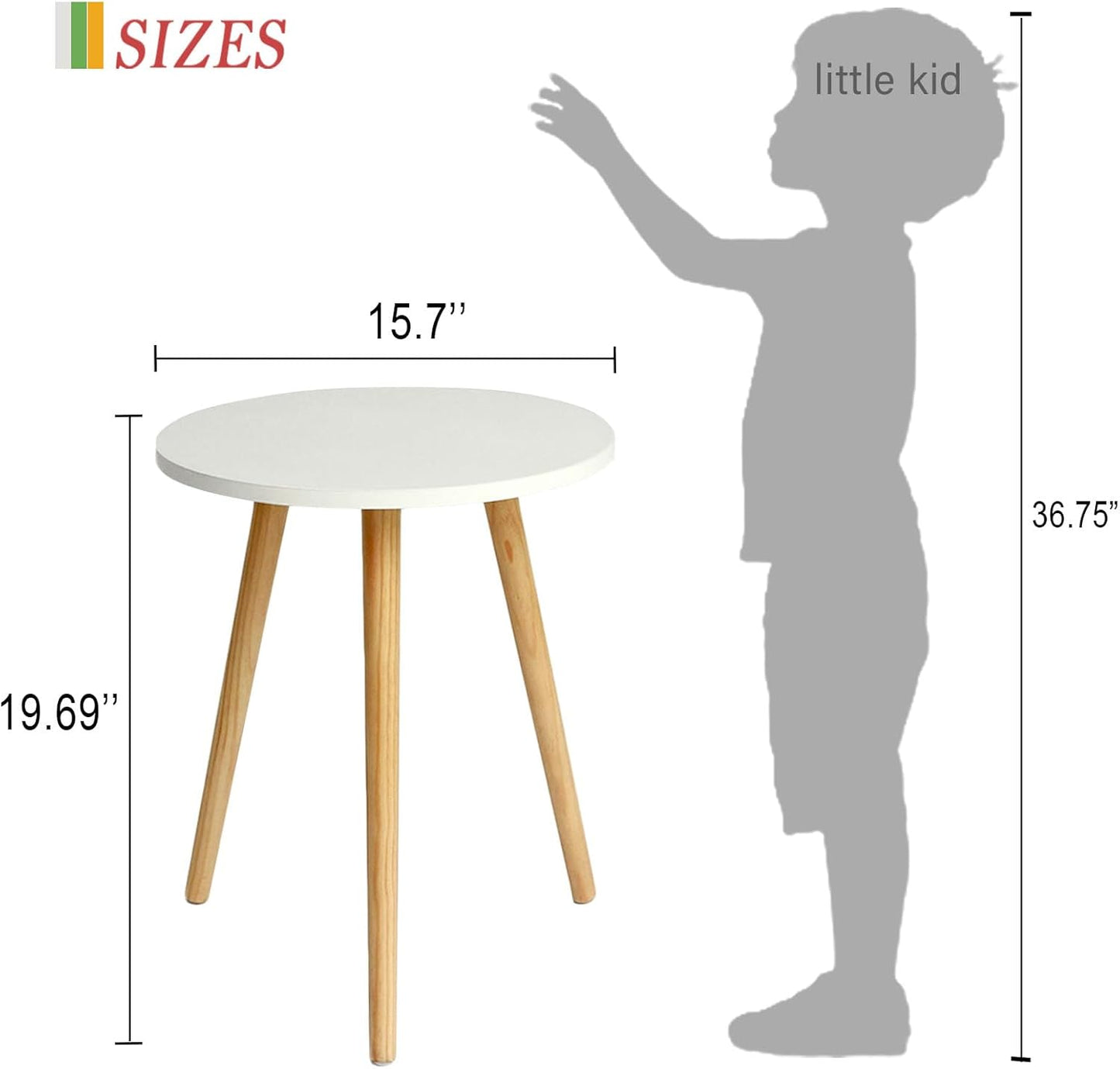 round Side Table, Small Accent Table Nightstand Modern End Table for Living Room Bedroom Office Small Spaces, 15.7''D X 19.69''H (White)