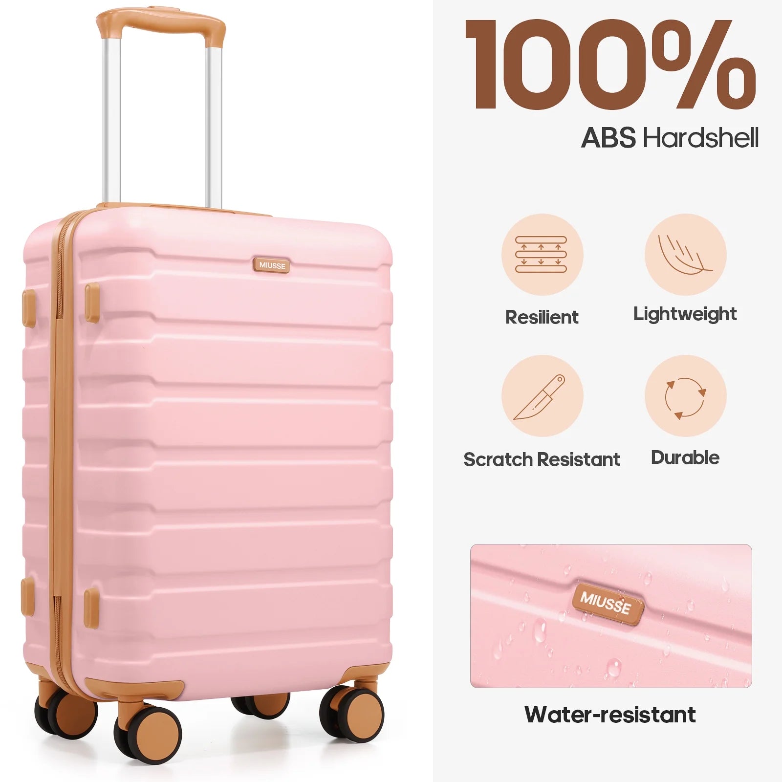 Carry on Luggage Set 3 Piece Hard Shell Luggage Sets with Spinner Wheels TSA Lock Carry on with Backpack Set