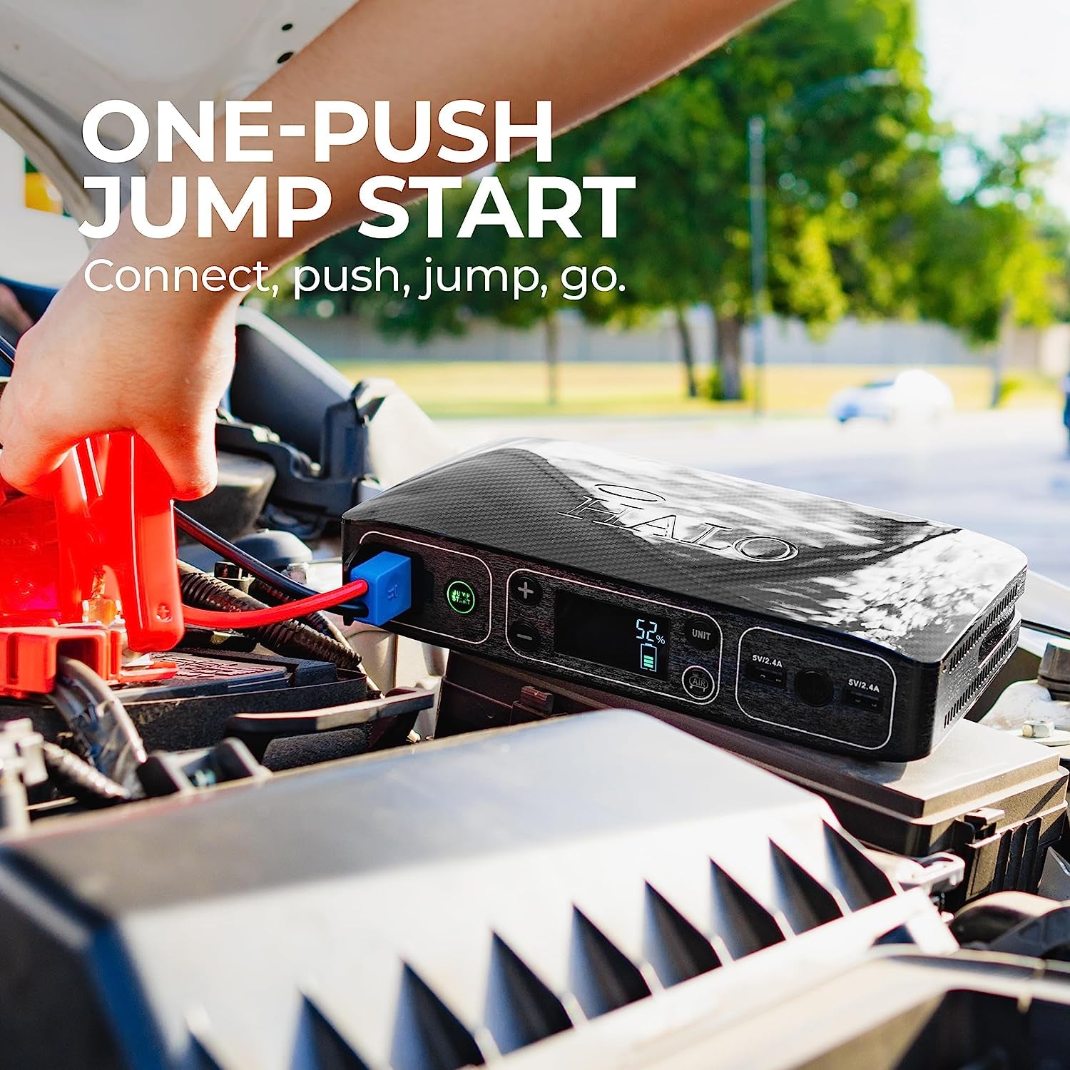 Bolt Air 58830 Portable Car Battery Jump Starter | 100 PSI Air Compressor, 58.8Wh USB Power Bank, Emergency Floodlight & Charger, Jumps Cars Suvs & Trucks, Inflates Tires, TSA Approved — Gray