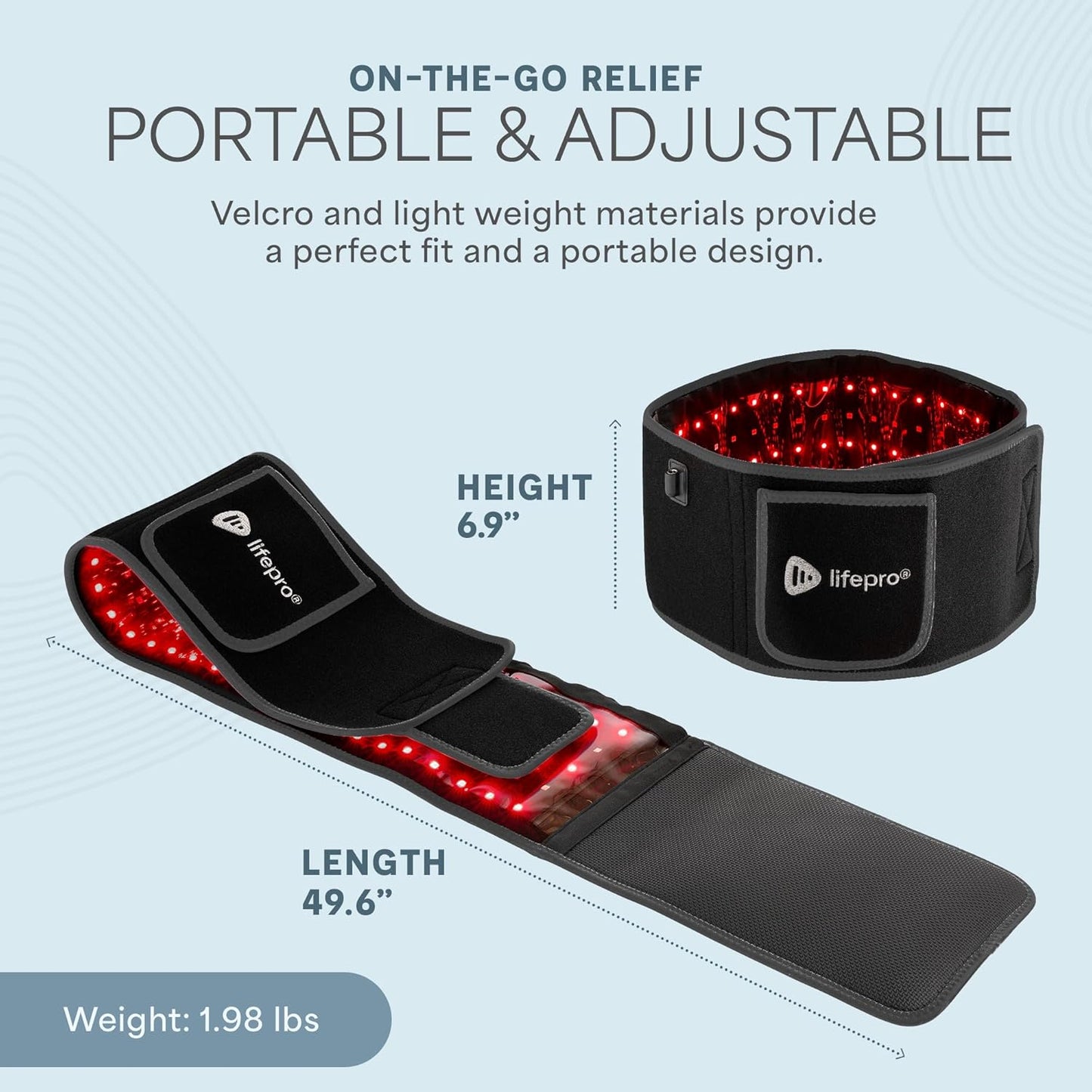 Red Light Therapy Belt – Infrared Red Light Therapy for Body, Back and Shoulder with Triple Chip Leds, Allevared Belt with 660Nm & 850Nm Wavelengths – for Daily Comfort & Wellness Support