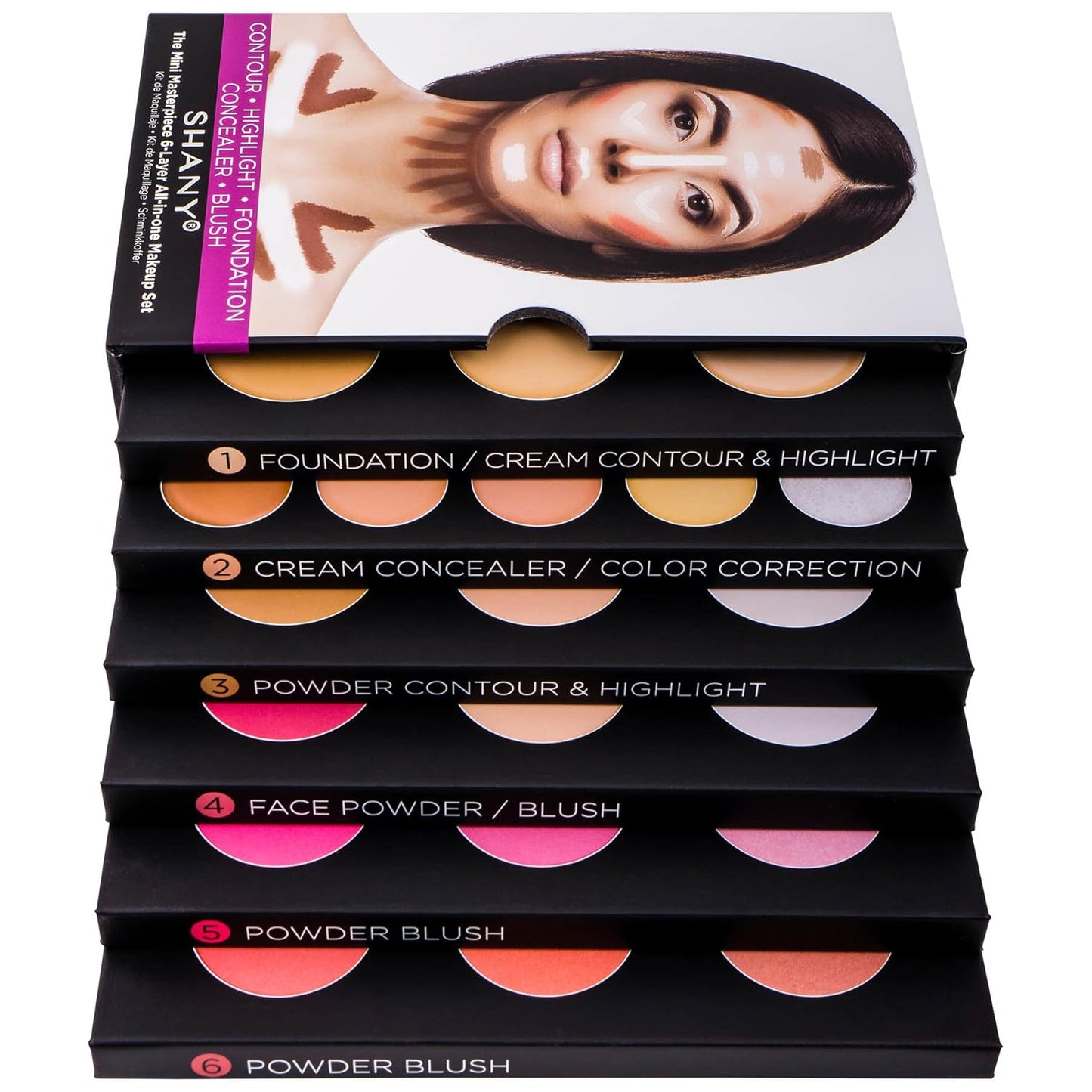 the Mini Masterpiece 6 Layers Makeup Foundation, Concealer, Camouflage, Contour, Blush and Face Cosmetics Sets - 6 Make up Kits Palettes