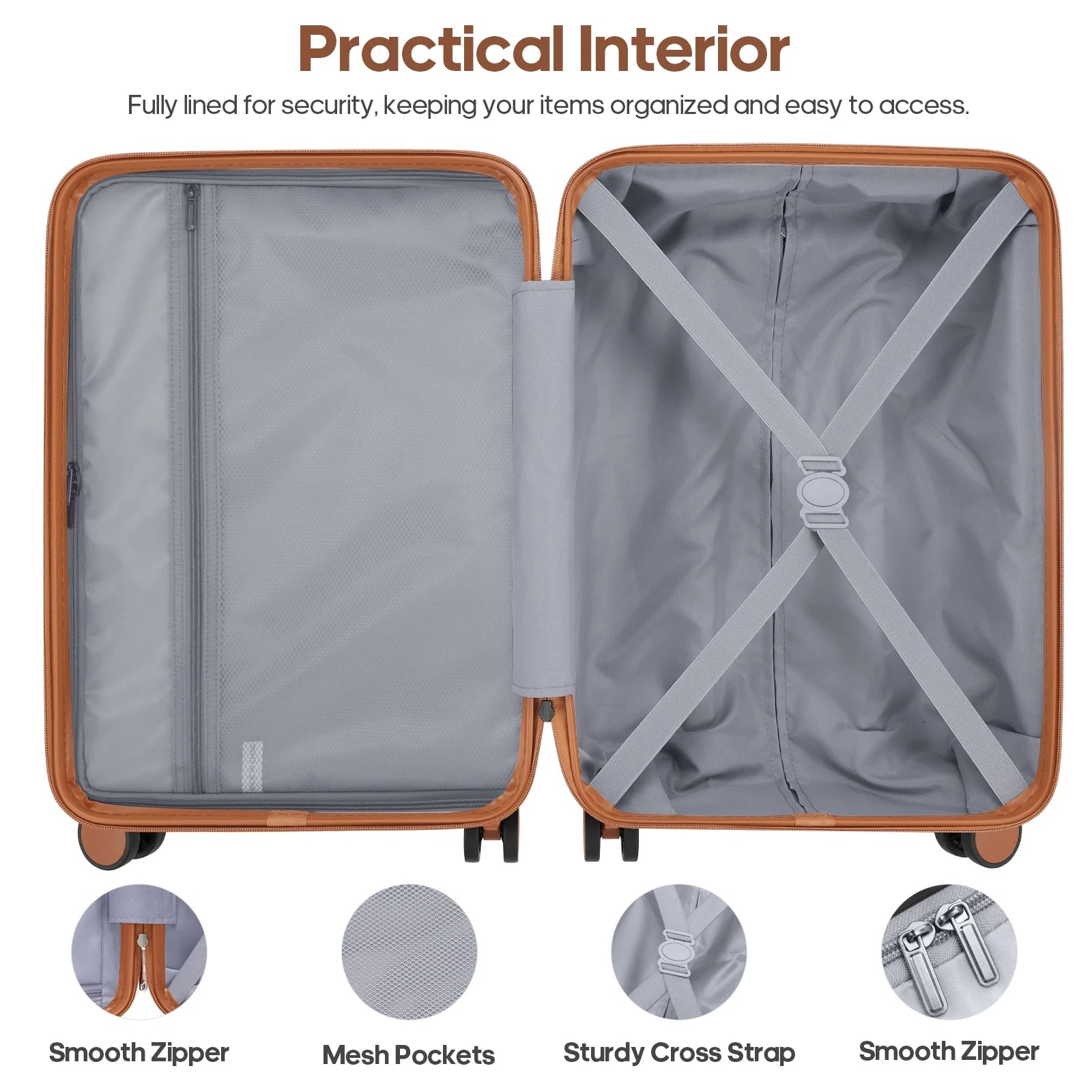 Carry on Luggage Set 3 Piece Hard Shell Luggage Sets with Spinner Wheels TSA Lock Carry on with Backpack Set