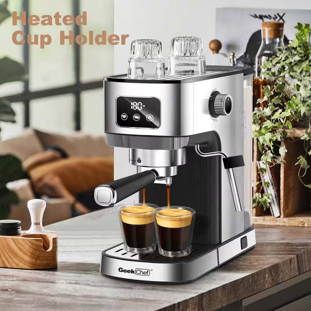 10 Cup Stainless Steel 20 Bar Espresso Machine for Cappuccino, Latte with Temperature Display