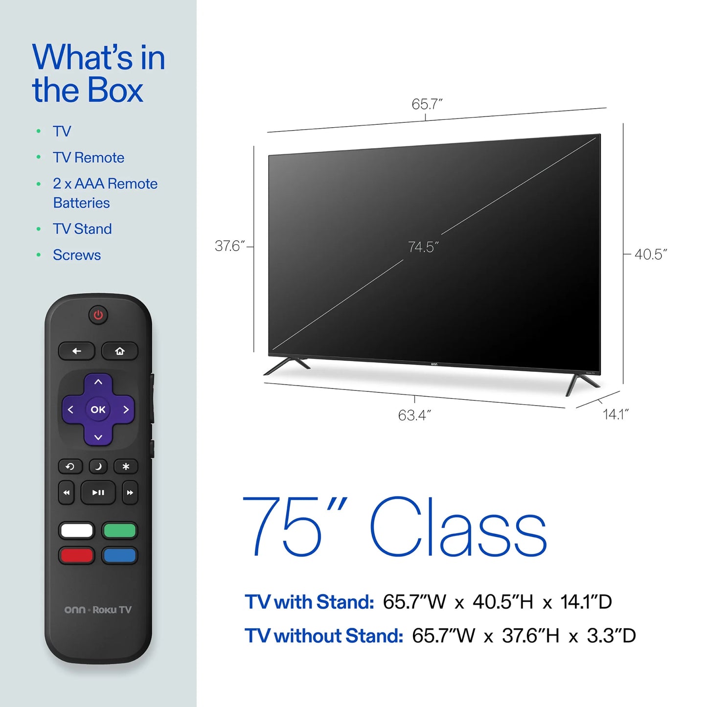 75” Class 4K UHD Roku Smart Television, 100044717