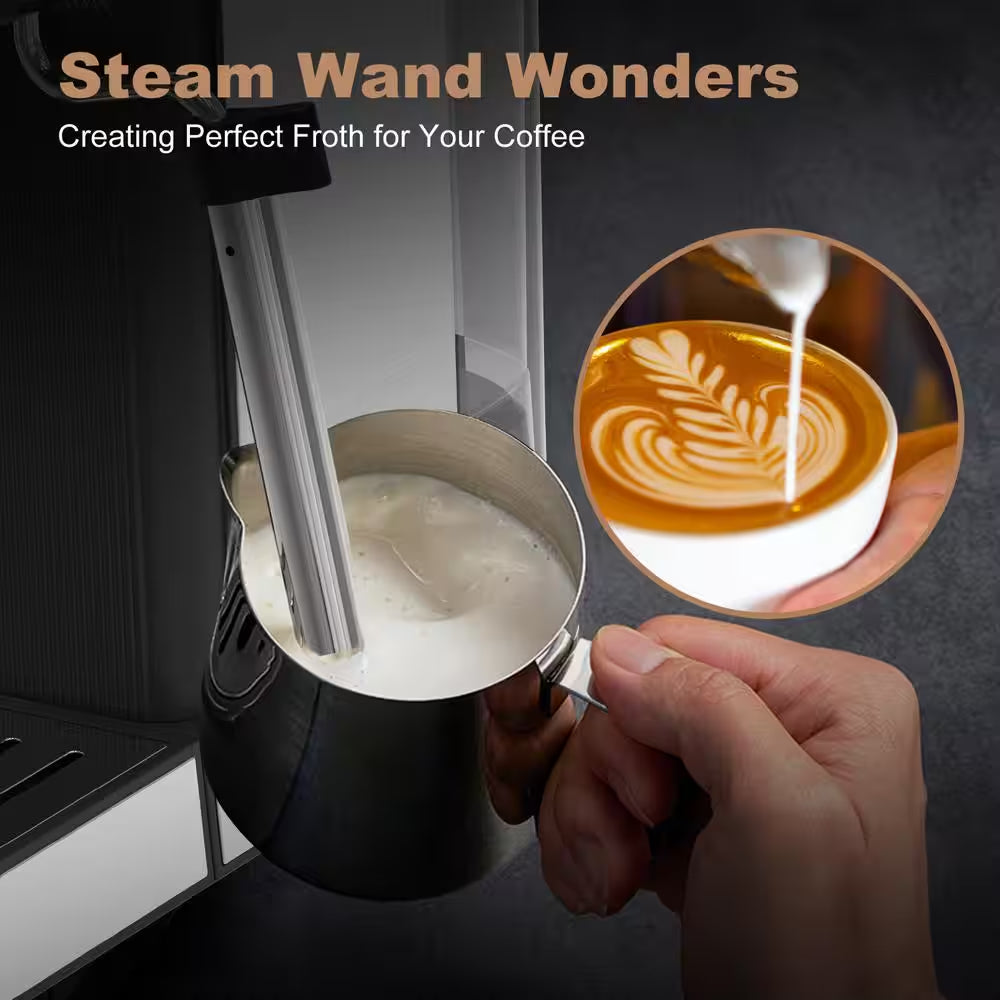 10 Cup Stainless Steel 20 Bar Espresso Machine for Cappuccino, Latte with Temperature Display