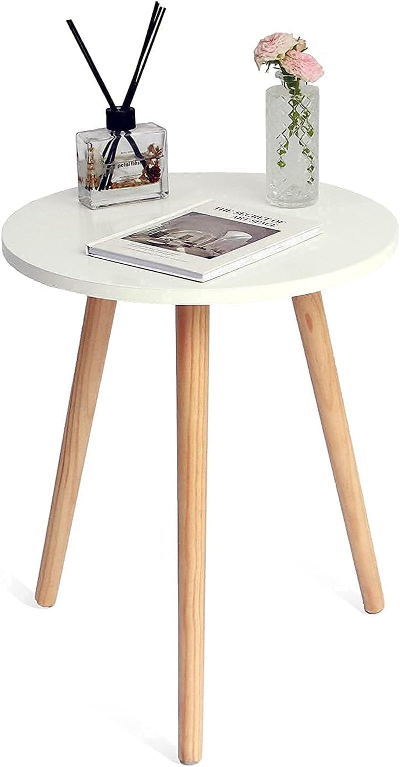 round Side Table, Small Accent Table Nightstand Modern End Table for Living Room Bedroom Office Small Spaces, 15.7''D X 19.69''H (White)