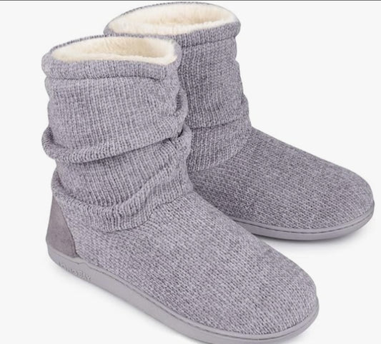 Women'S Cozy Winter Slipper Boots Warm Chenille Knit Bootie Memory Foam Non-Slip Indoor Outdoor House Shoes
